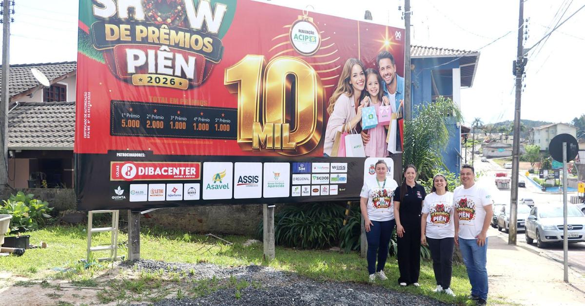 Comércio de Piên inicia campanha Show de Prêmios 2026 com R$ 10 mil em dinheiro