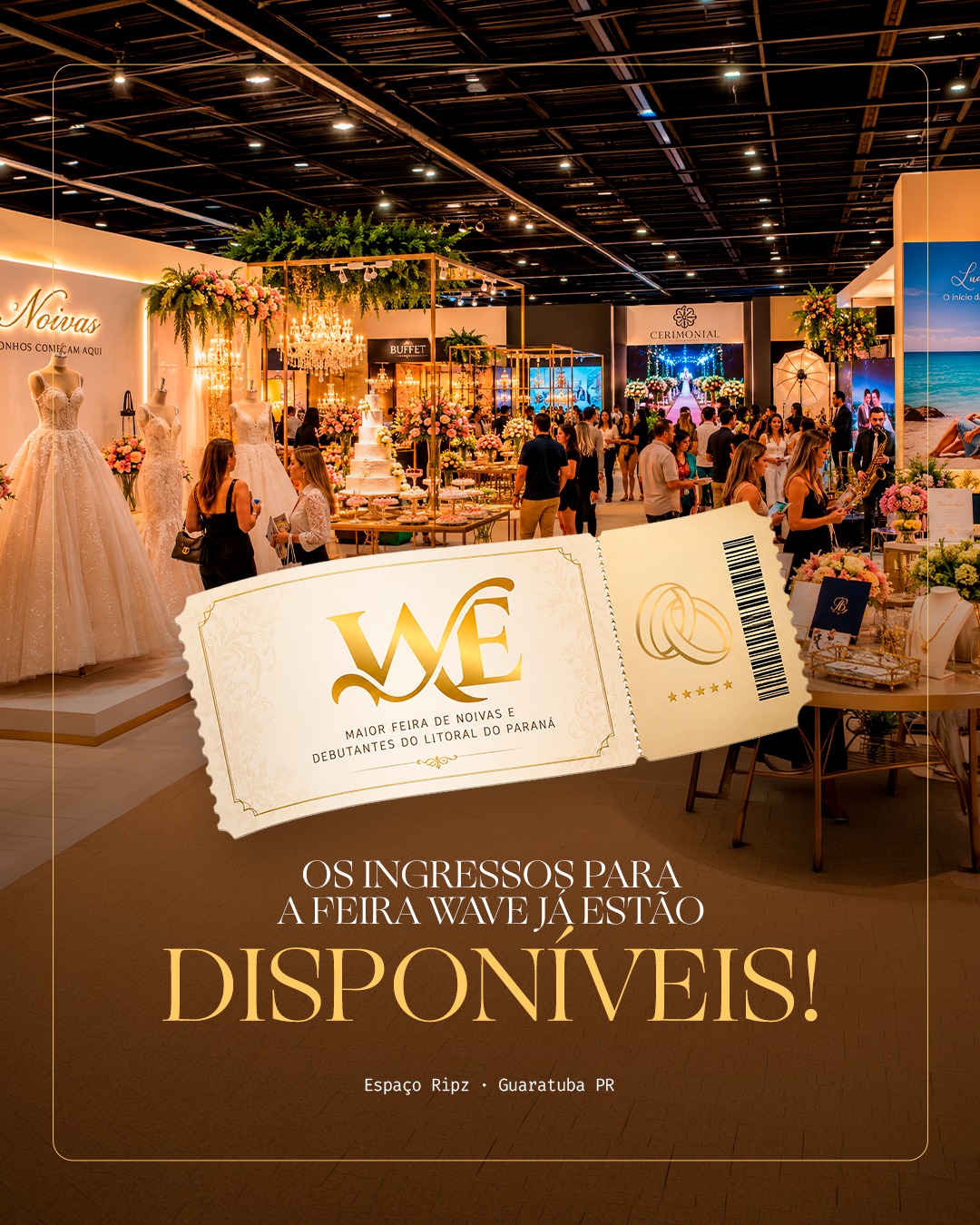 Feira Wave de Noivas e Debutantes chega a Guaratuba com casamento ao vivo e mais de 40 expositores