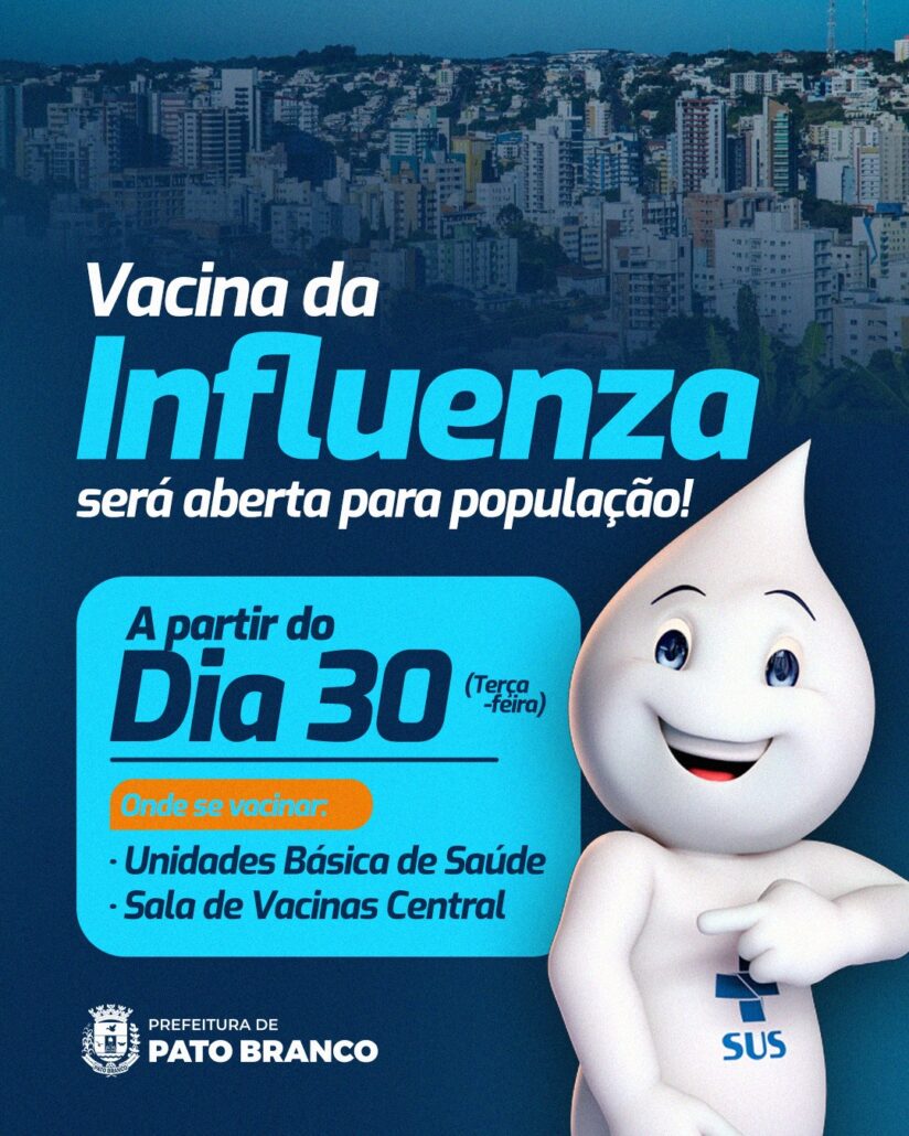 Pato Branco libera vacina da gripe para toda a população a partir de terça-feira