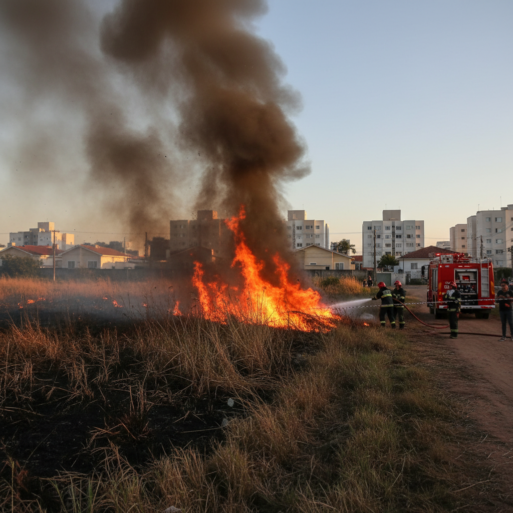 Incêndio em terreno abandonado mobiliza Zona Norte de Londrina