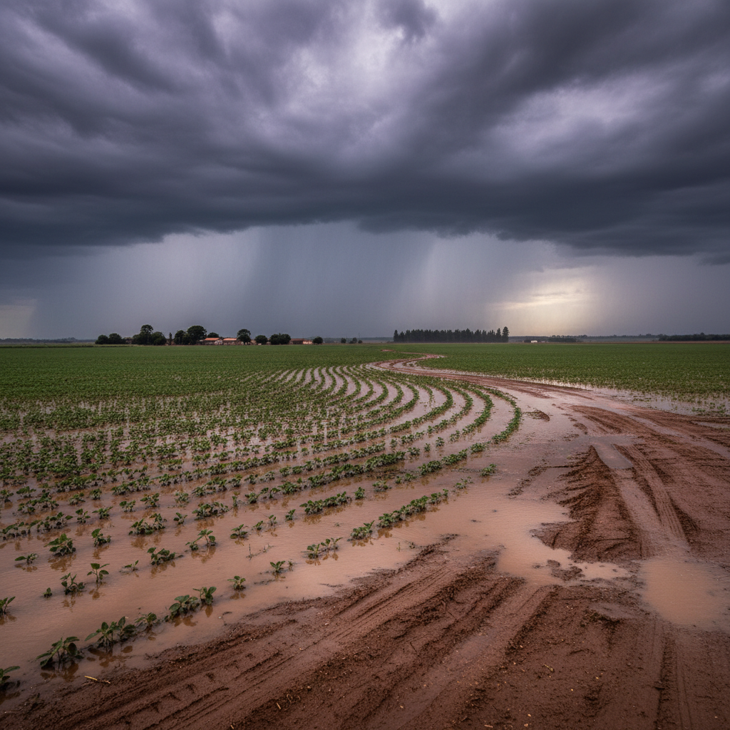 Chuva atinge recorde histórico de 204 mm e prejudica agricultura regional