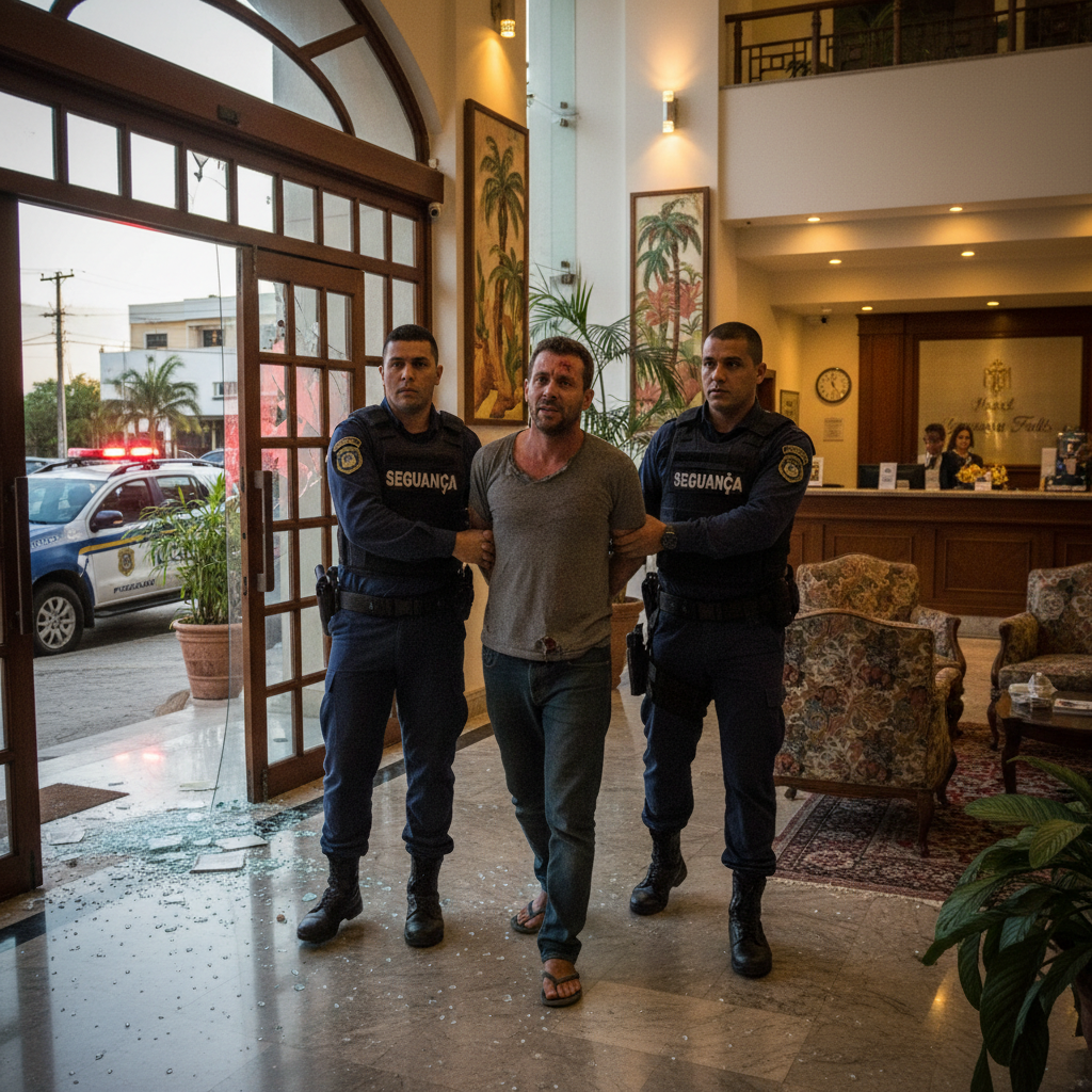 Homem de 30 anos é preso após invadir e danificar hotel no centro de Foz do Iguaçu
