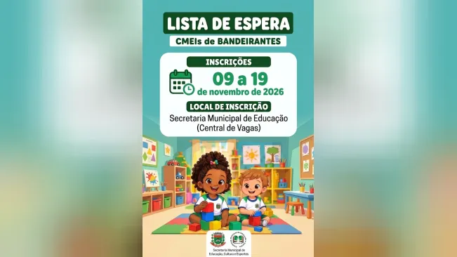 Lista de espera para creches abre inscrições de 9 a 19 de novembro