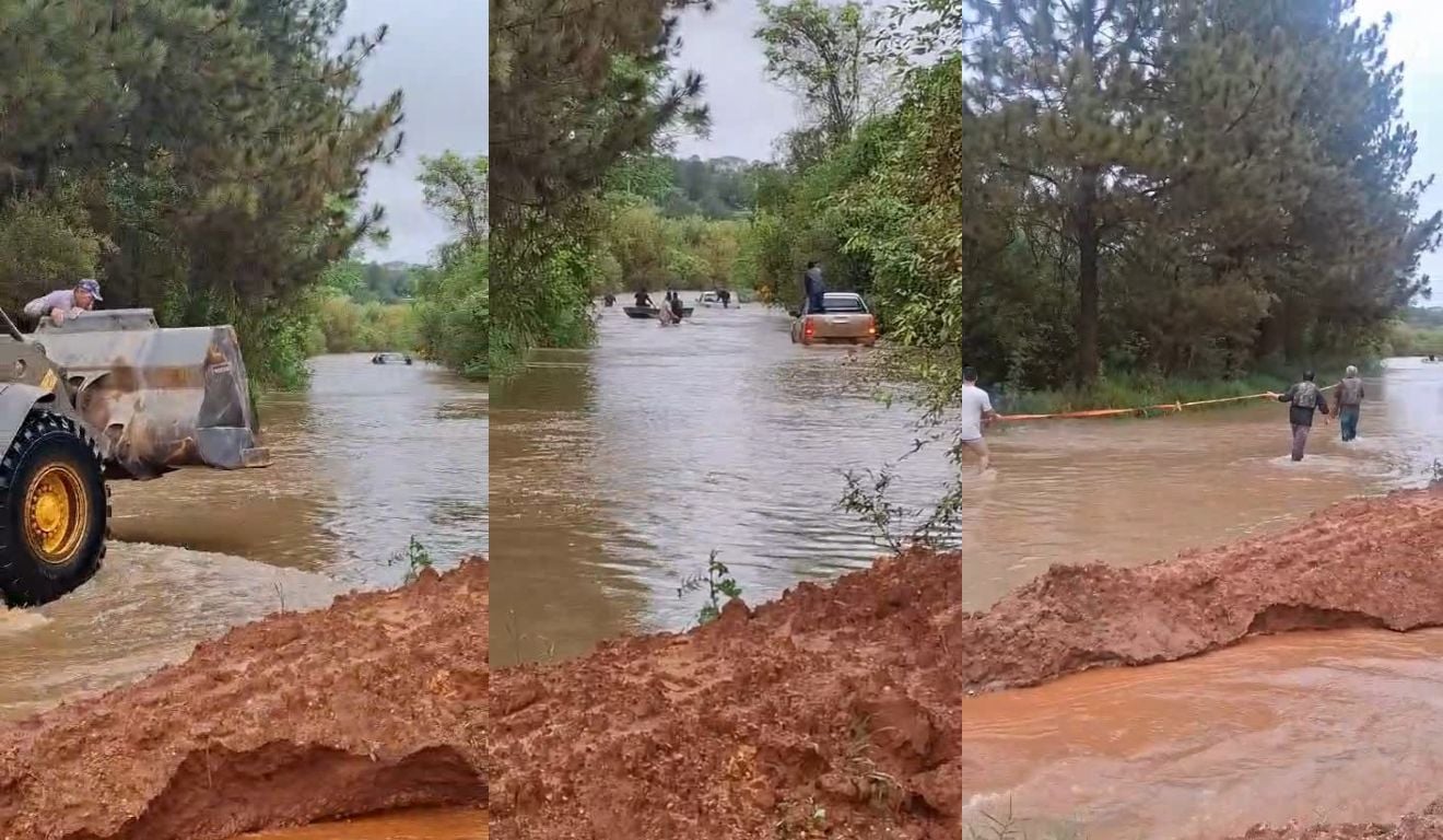 Rio Tibagi transborda e isola comunidades rurais entre Ponta Grossa e Teixeira Soares