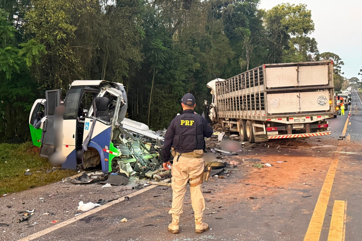 Acidente entre micro-ônibus e carreta deixa 23 mortos e 5 feridos na BR-373 em Ipiranga